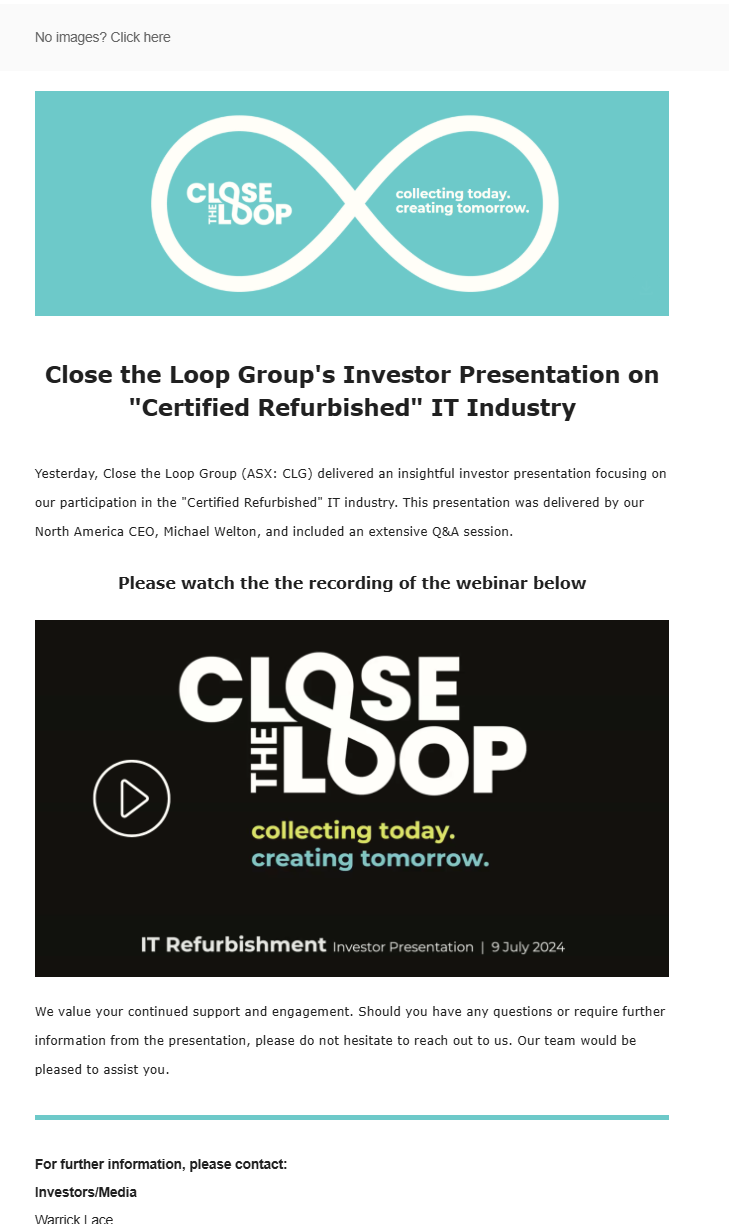 Close the Loop investor EDM