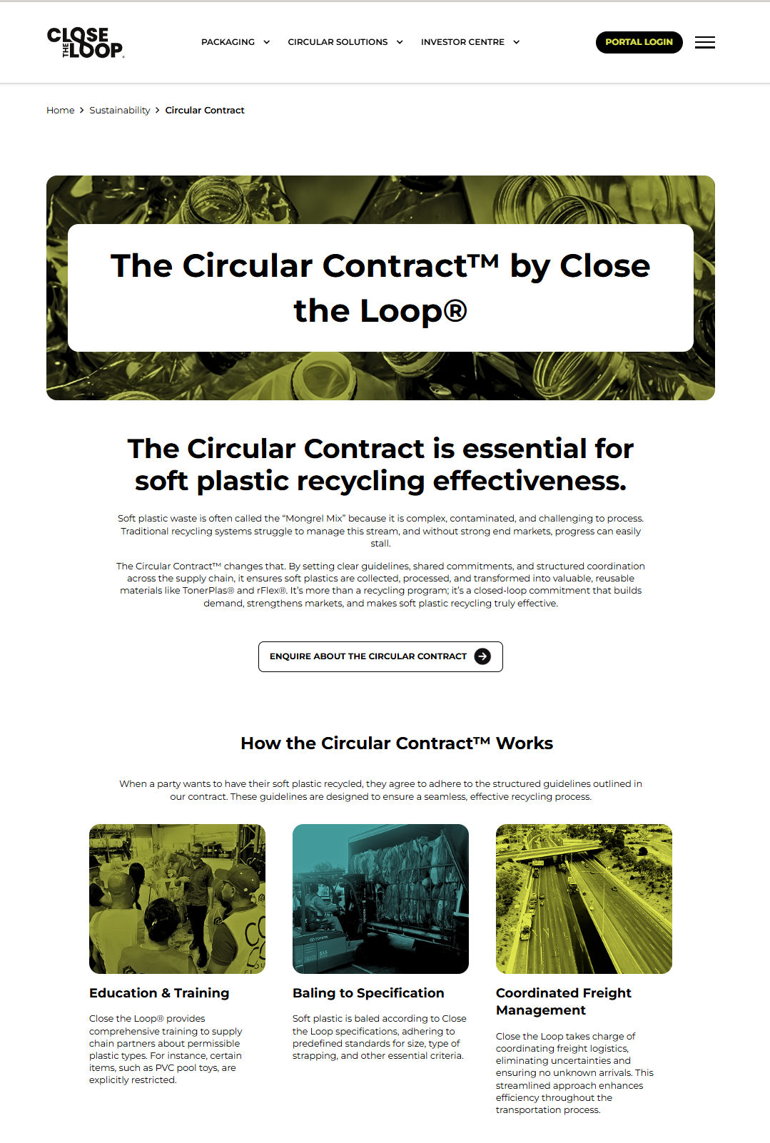 Close the Loop Circular Contract landing page